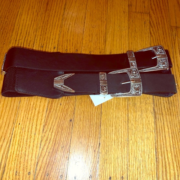 Thick black belt with silver buckles - Picture 1 of 2